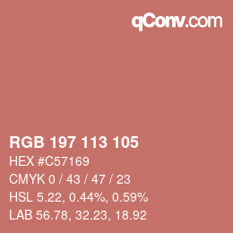 Color code: RGB 197 113 105 | qconv.com