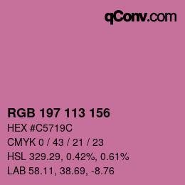 カラーコード: RGB 197 113 156 | qconv.com