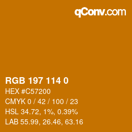 Color code: RGB 197 114 0 | qconv.com
