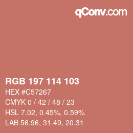 カラーコード: RGB 197 114 103 | qconv.com