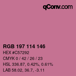 Color code: RGB 197 114 146 | qconv.com