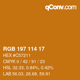 Color code: RGB 197 114 17 | qconv.com
