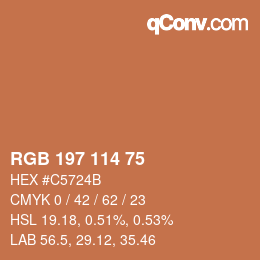 Color code: RGB 197 114 75 | qconv.com