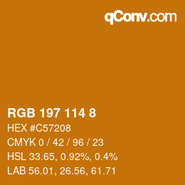 Color code: RGB 197 114 8 | qconv.com