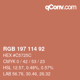 カラーコード: RGB 197 114 92 | qconv.com
