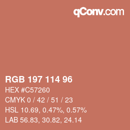 Color code: RGB 197 114 96 | qconv.com