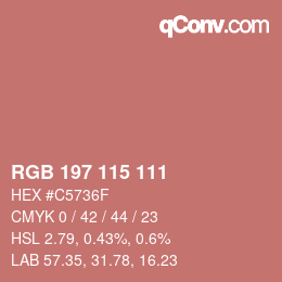 カラーコード: RGB 197 115 111 | qconv.com
