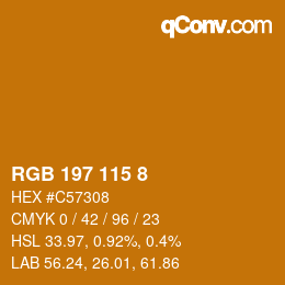 Color code: RGB 197 115 8 | qconv.com