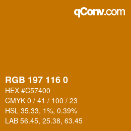 カラーコード: RGB 197 116 0 | qconv.com