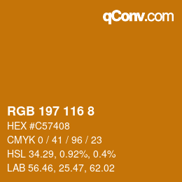Color code: RGB 197 116 8 | qconv.com
