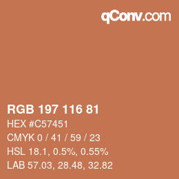 カラーコード: RGB 197 116 81 | qconv.com