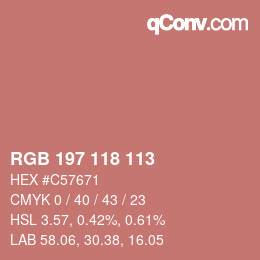 Color code: RGB 197 118 113 | qconv.com