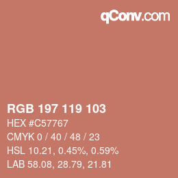 颜色代码: RGB 197 119 103 | qconv.com