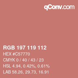 Color code: RGB 197 119 112 | qconv.com