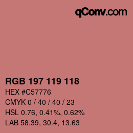 Color code: RGB 197 119 118 | qconv.com