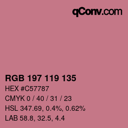 Farbcode: RGB 197 119 135 | qconv.com