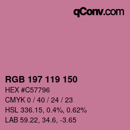 颜色代码: RGB 197 119 150 | qconv.com