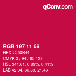 カラーコード: RGB 197 11 68 | qconv.com