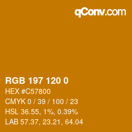 Color code: RGB 197 120 0 | qconv.com