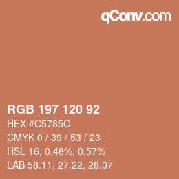 カラーコード: RGB 197 120 92 | qconv.com