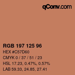 颜色代码: RGB 197 125 96 | qconv.com