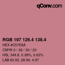 カラーコード: RGB 197 126.4 138.4 | qconv.com