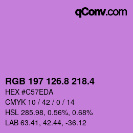カラーコード: RGB 197 126.8 218.4 | qconv.com