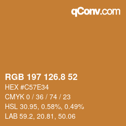 Color code: RGB 197 126.8 52 | qconv.com