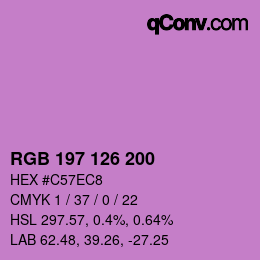 颜色代码: RGB 197 126 200 | qconv.com
