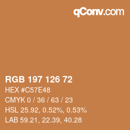 Color code: RGB 197 126 72 | qconv.com