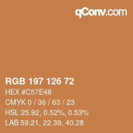 Color code: RGB 197 126 72 | qconv.com