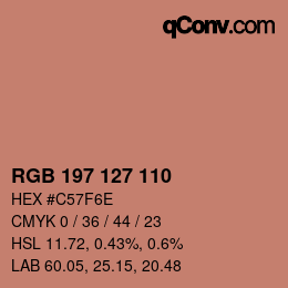 Color code: RGB 197 127 110 | qconv.com