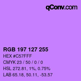 Color code: RGB 197 127 255 | qconv.com