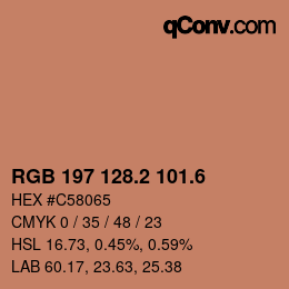 カラーコード: RGB 197 128.2 101.6 | qconv.com