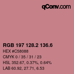 カラーコード: RGB 197 128.2 136.6 | qconv.com