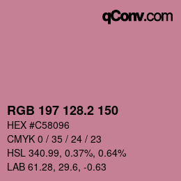 カラーコード: RGB 197 128.2 150 | qconv.com