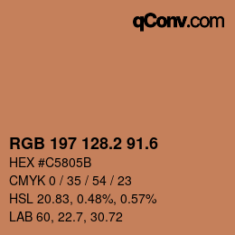 カラーコード: RGB 197 128.2 91.6 | qconv.com