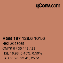 カラーコード: RGB 197 128.6 101.6 | qconv.com