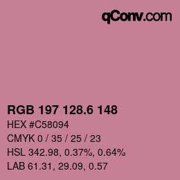 カラーコード: RGB 197 128.6 148 | qconv.com