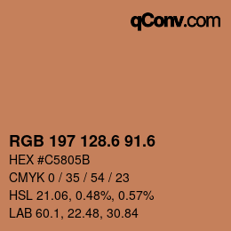 カラーコード: RGB 197 128.6 91.6 | qconv.com