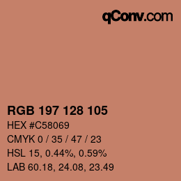 颜色代码: RGB 197 128 105 | qconv.com