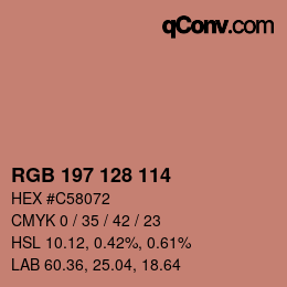 颜色代码: RGB 197 128 114 | qconv.com