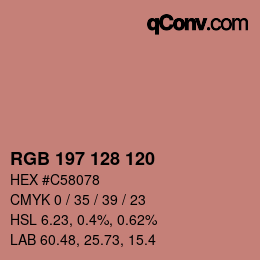 颜色代码: RGB 197 128 120 | qconv.com