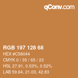 Color code: RGB 197 128 68 | qconv.com