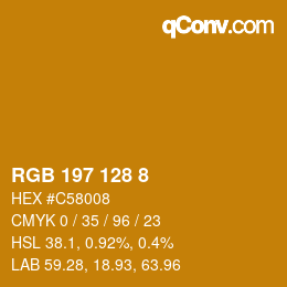 Color code: RGB 197 128 8 | qconv.com