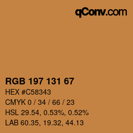 Color code: RGB 197 131 67 | qconv.com