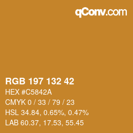 Color code: RGB 197 132 42 | qconv.com