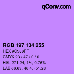 Color code: RGB 197 134 255 | qconv.com