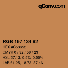 Color code: RGB 197 134 82 | qconv.com