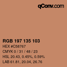 Color code: RGB 197 135 103 | qconv.com